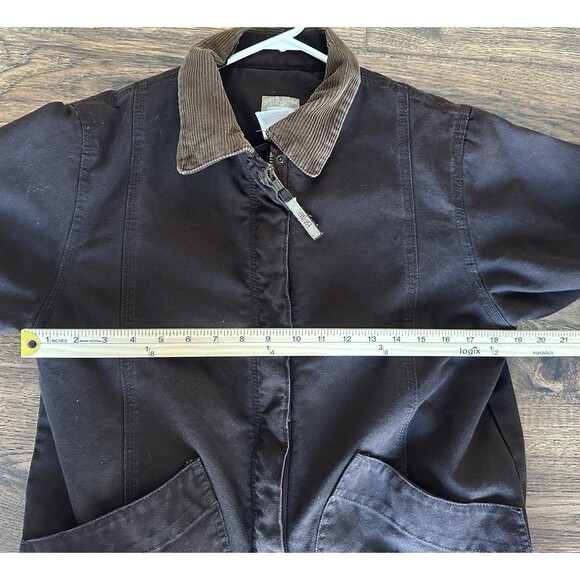 Berne Women’s Brown Duck Canvas Barn Coat Small Corduroy Collar Quilted Lining - Picture 3 of 9